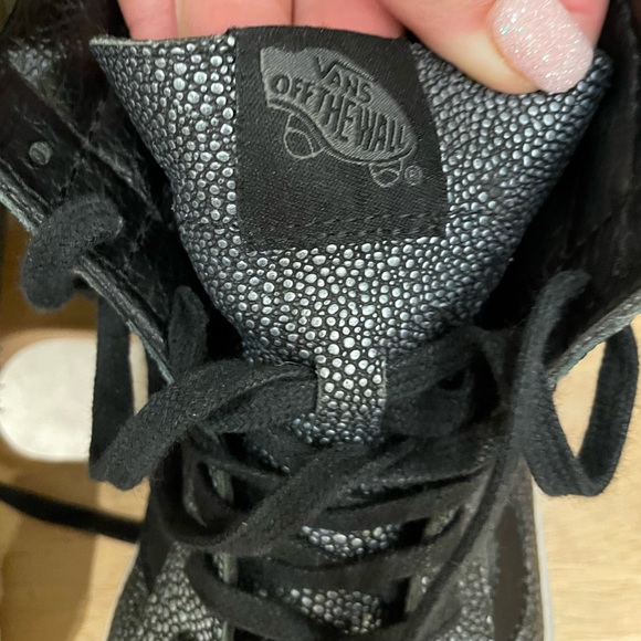 Vans High Top SK8 Metallic Black Silver Pebble Sneakers Unisex M 7.5 W 9 - Picture 14 of 16